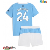 Camiseta Manchester City Josko Gvardiol #24 Primera Equipación para niños 2025-26 manga corta (+ pantalones cortos)